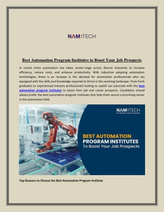Best Automation Program Institutes to Boost Your Job Prospects