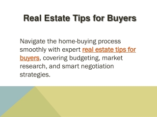 Real Estate Tips for Buyers