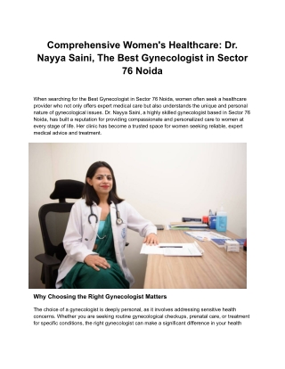 Best Gynecologist in Noida sectors