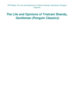 PDF Books The Life and Opinions of Tristram Shandy  Gentleman (Penguin Classics)