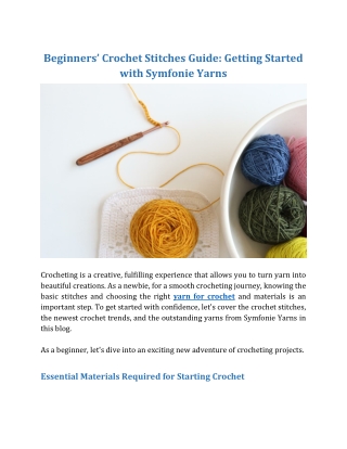 Beginners Crochet Stitches Guide- Getting Started with Symfonie Yarns