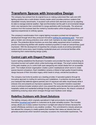 Transform Spaces with Innovative Design