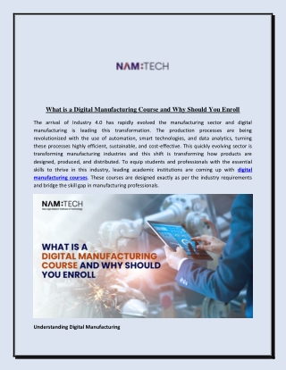 What is a Digital Manufacturing Course and Why Should You Enroll