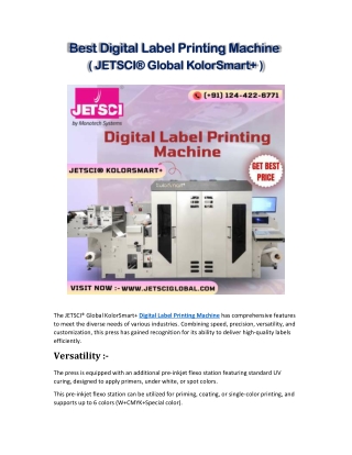 JETSCI® Global Best Digital Label Printing Machine