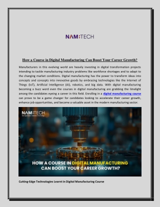 How a Course in Digital Manufacturing Can Boost Your Career Growth?