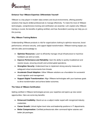 Enhance Your VMware Expertise Differentiate Yourself