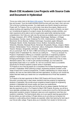 Btech CSE Academic Live Projects with Source Code and Document in Hyderabad