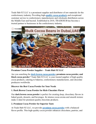 Premium Cocoa Powder Supplier – Trade Hub FZ LLC