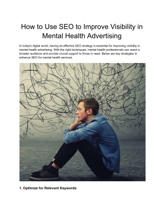 The Role of SEO in Mental Health Advertising: How to Rank Higher
