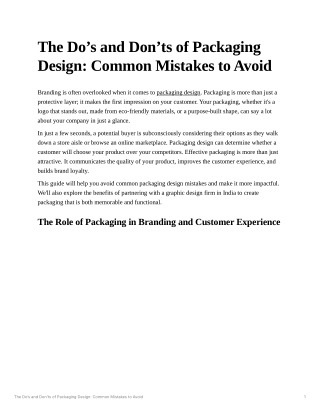 The Do’s and Don’ts of Packaging Design: Common Mistakes to Avoid
