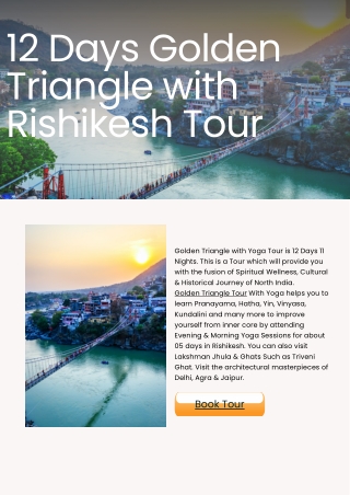 12 Days Golden Triangle with Rishikesh Tour