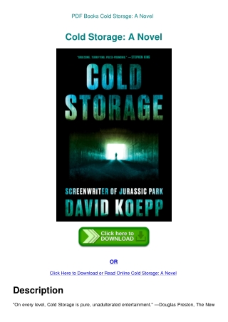 PDF Books Cold Storage A Novel