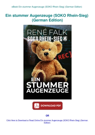 eBook Ein stummer Augenzeuge (SOKO Rhein-Sieg) (German Edition)