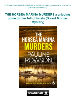 PDF Books THE HORSEA MARINA MURDERS a gripping crime thriller full of twists (Solent Murder Mystery)