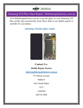 Samsung S10 Plus Glass Repair | Mobilerepairfactory.com.au