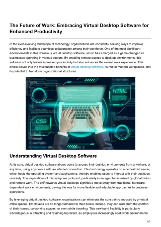 The Future of Work Embracing Virtual Desktop Software for Enhanced Productivity