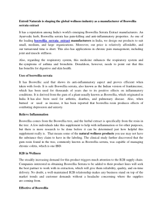 Extroil Naturals is shaping the global wellness industry as a manufacturer of Boswellia serrata extract