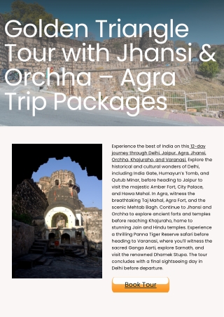 Golden Triangle Tour with Jhansi & Orchha – Agra Trip Packages