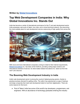 Top Web Development Companies in India: Why Global Innovations Inc. Stands Out