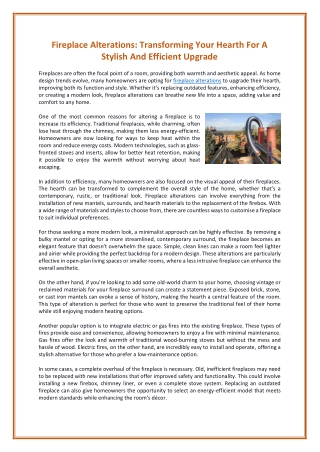 Fireplace Alterations - Transforming Your Hearth For A Stylish And Efficient Upgrade