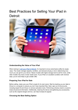 Best Practices for Selling Your iPad in Detroit