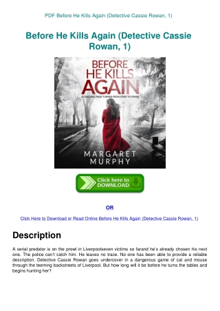 PDF Before He Kills Again (Detective Cassie Rowan  1)