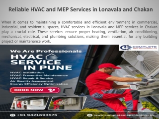 Reliable HVAC and MEP Services in Lonavala and Chakan