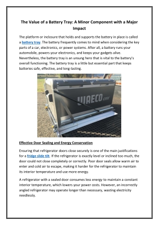 The Value of a Battery Tray A Minor Component with a Major Impact