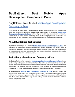 BugBattlers App Development