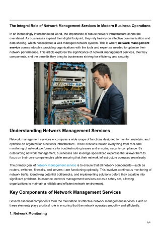 The Integral Role of Network Management Services in Modern Business Operations
