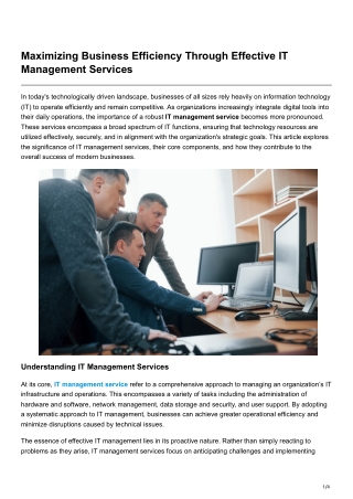 Maximizing Business Efficiency Through Effective IT Management Services
