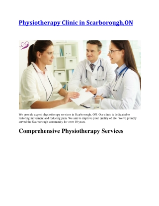 Physiotherapy Clinic in Scarborough