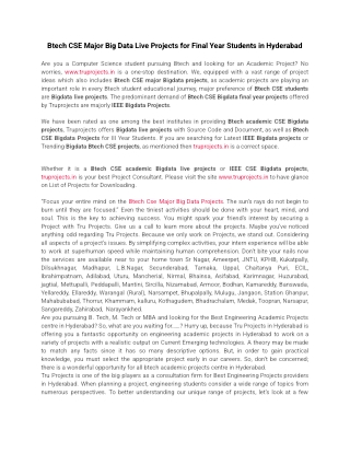 Btech CSE Major Big Data Live Projects for Final Year Students in Hyderabad