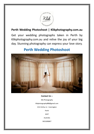 Perth Wedding Photoshoot  Klikphotography.com.au