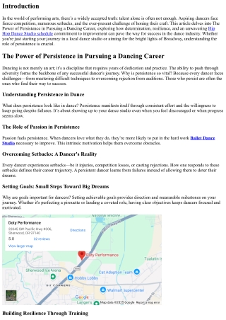 The Power of Persistence in Pursuing a Dancing Career