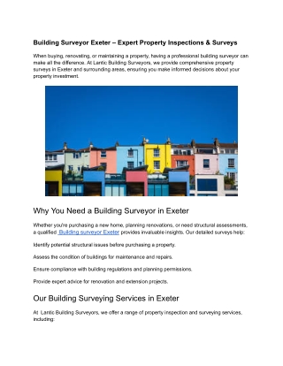 Building Surveyor Exeter – Expert Property Inspections & Surveys