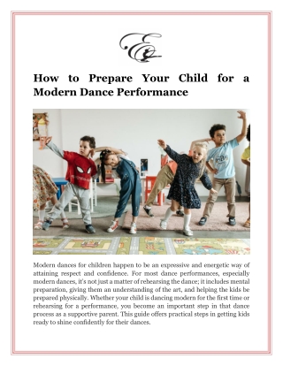 How to Prepare Your Child for a Modern Dance Performance
