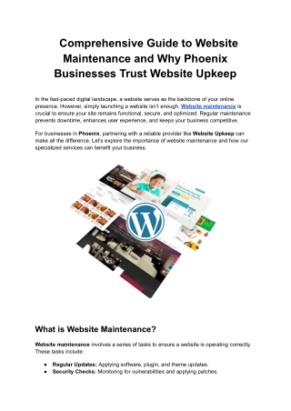 Comprehensive Guide to Website Maintenance and Why Phoenix Businesses Trust Website Upkeep