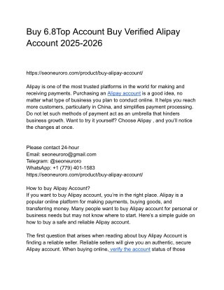 Buy 6.8Top Account Buy Verified Alipay Account 2025-2026