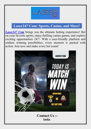 Laser247 Com Sports Casino and More