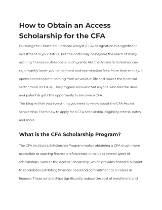 How to Obtain an Access Scholarship for the CFA
