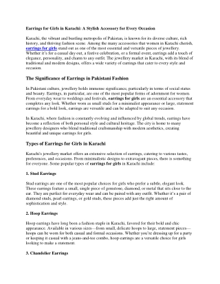 Earrings for Girls in Karachi