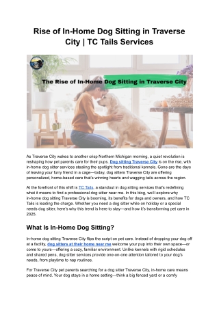 The Rise of In-Home Dog Sitting in Traverse City