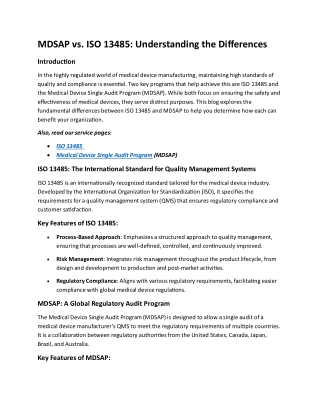 MDSAP vs. ISO 13485: What’s the Difference?