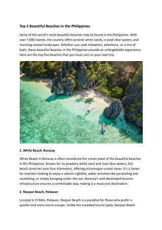 5 Beautiful Beaches in the Philippines – Best Beach Destinations