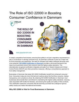 ISO 22000 Certification in Dammam