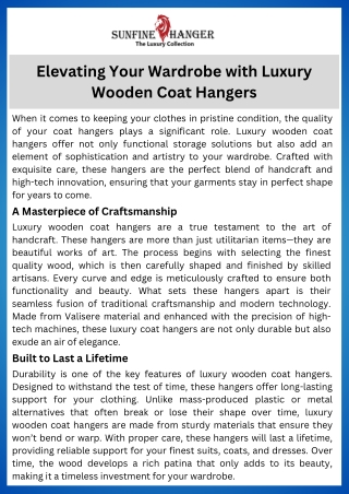 Elevating Your Wardrobe with Luxury Wooden Coat Hangers