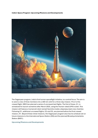 Upcoming Missions and Developments