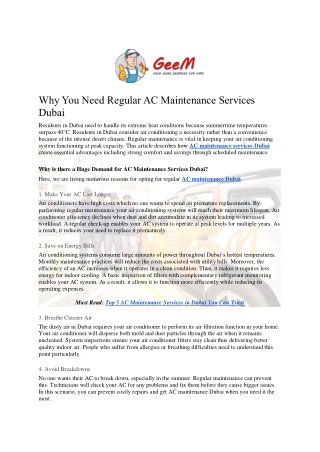 Expert AC Maintenance Services Dubai