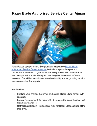 Razer Blade Authorised Service Center Ajman